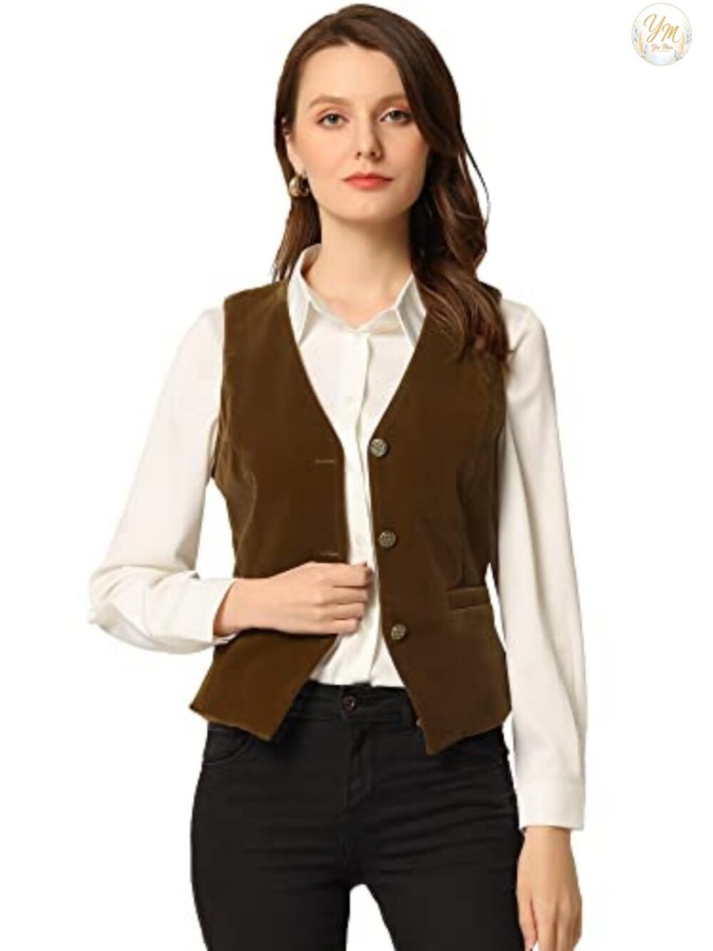 Velvet Waistcoat Vest Button Down V Neck Suit Vest